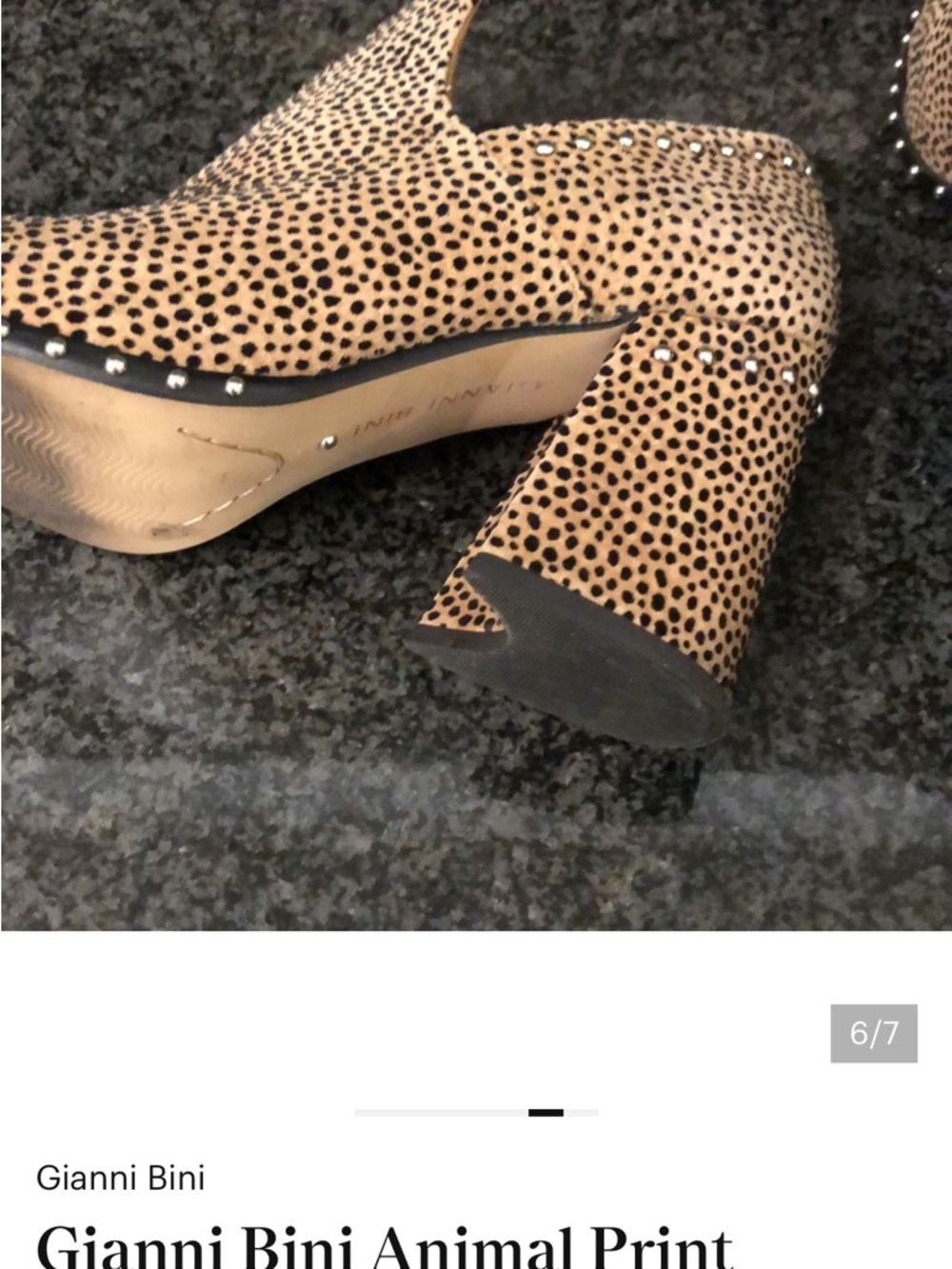 Gianni Bini Studded Tan Cheetah-Print Block Heel Booties NEW - Picture 3 of 4